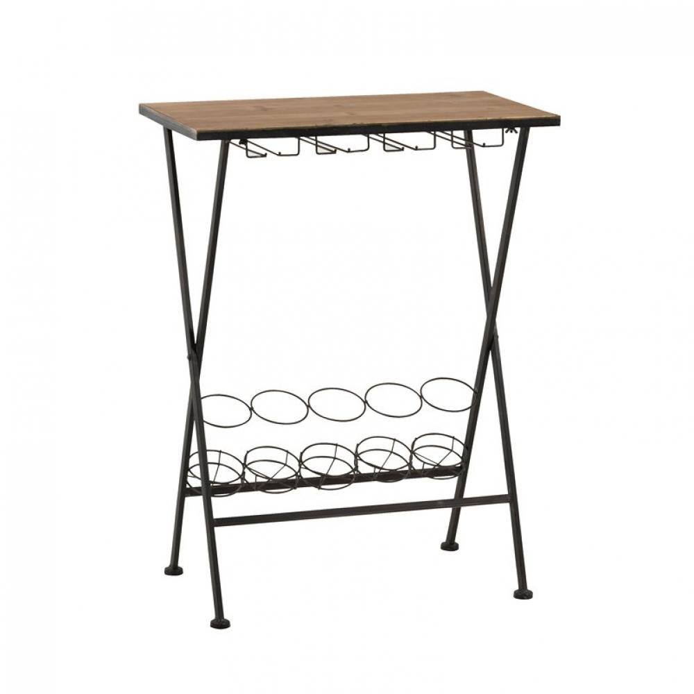 Table de bar avec range bouteilles et verres USTI Métal / Bois naturel